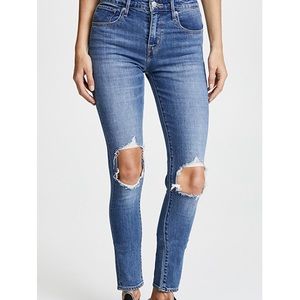 Levis 721 high rise distressed skinny jeans